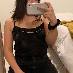 Black y2k camisole with gold sparkles